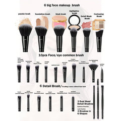 Pinceaux HGHDBT fond de teint noir texture lisse et couverture naturelle.