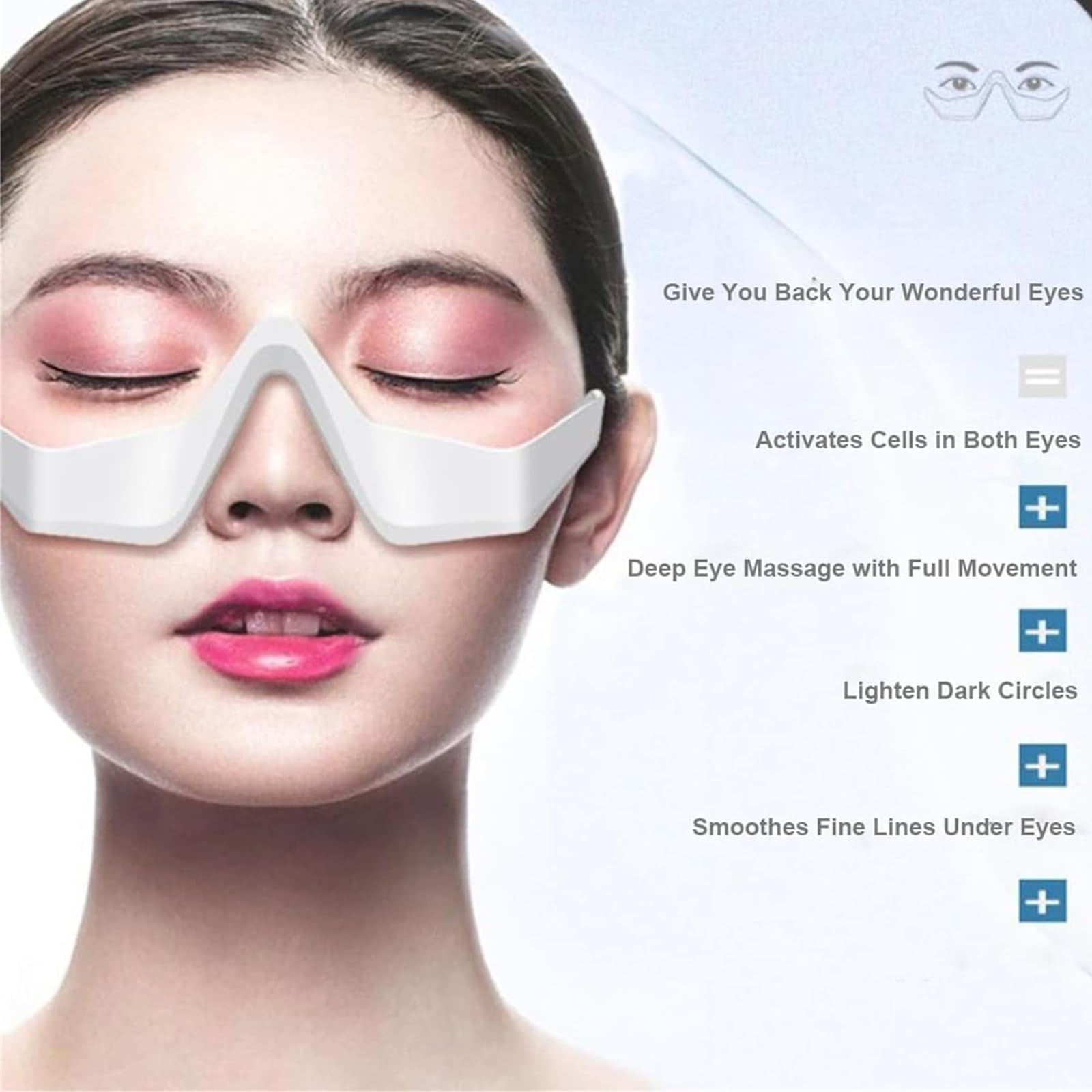 Massage microcourant HGHJHVJ yeux : relaxation ciblée autour des orbites.