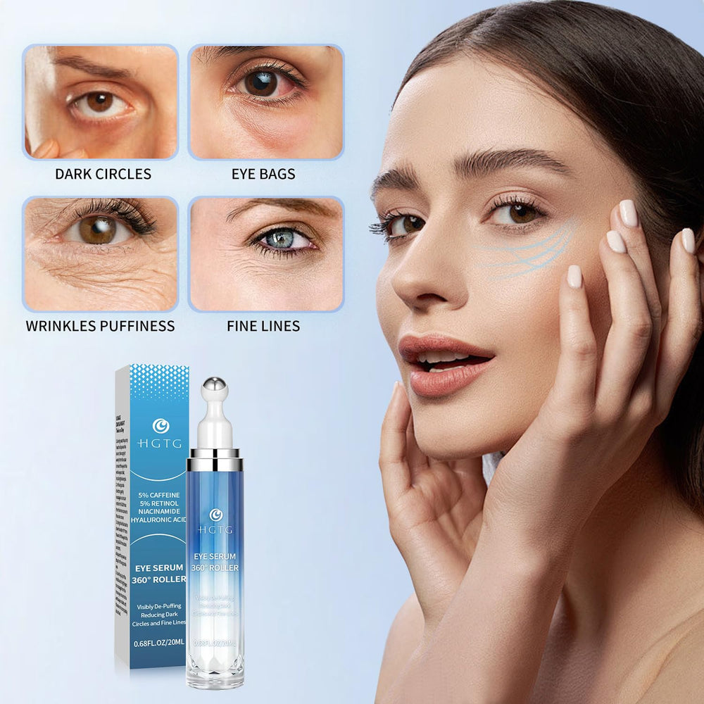 Sérum yeux HGTG Retinol 5% en application, pour un contour plus ferme.