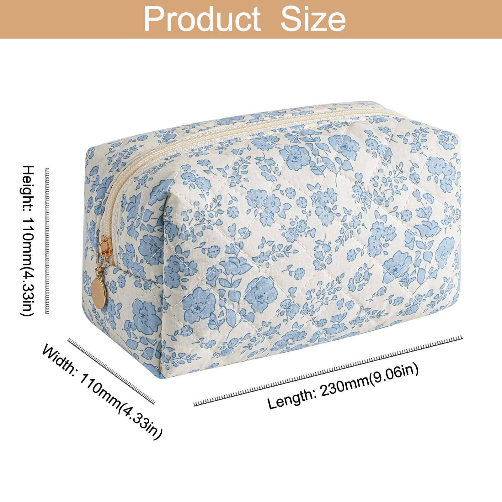 HHQQWZ pochette cosmetiques quotidien bleu floral — organisation chic pour le quotidien