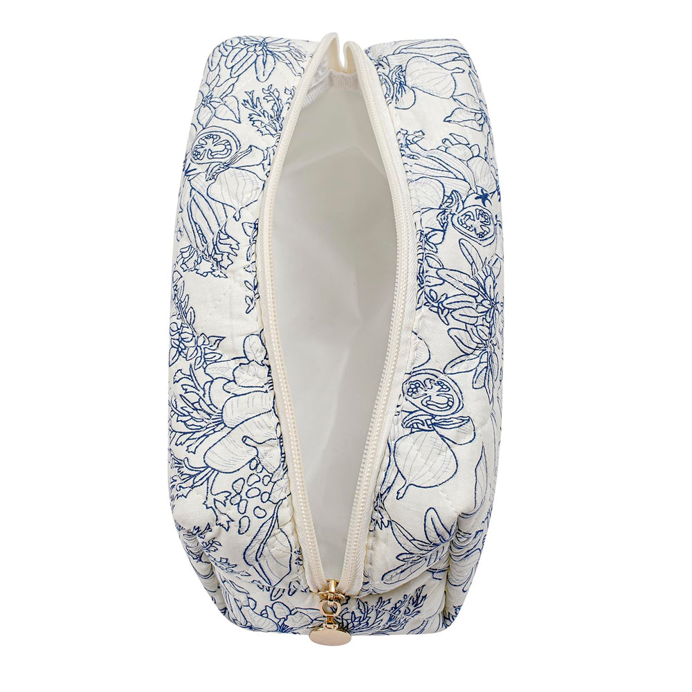 HHQQWZ pochette maquillage fermeture-éclair bleu marine fleuri — transport facile des essentiels