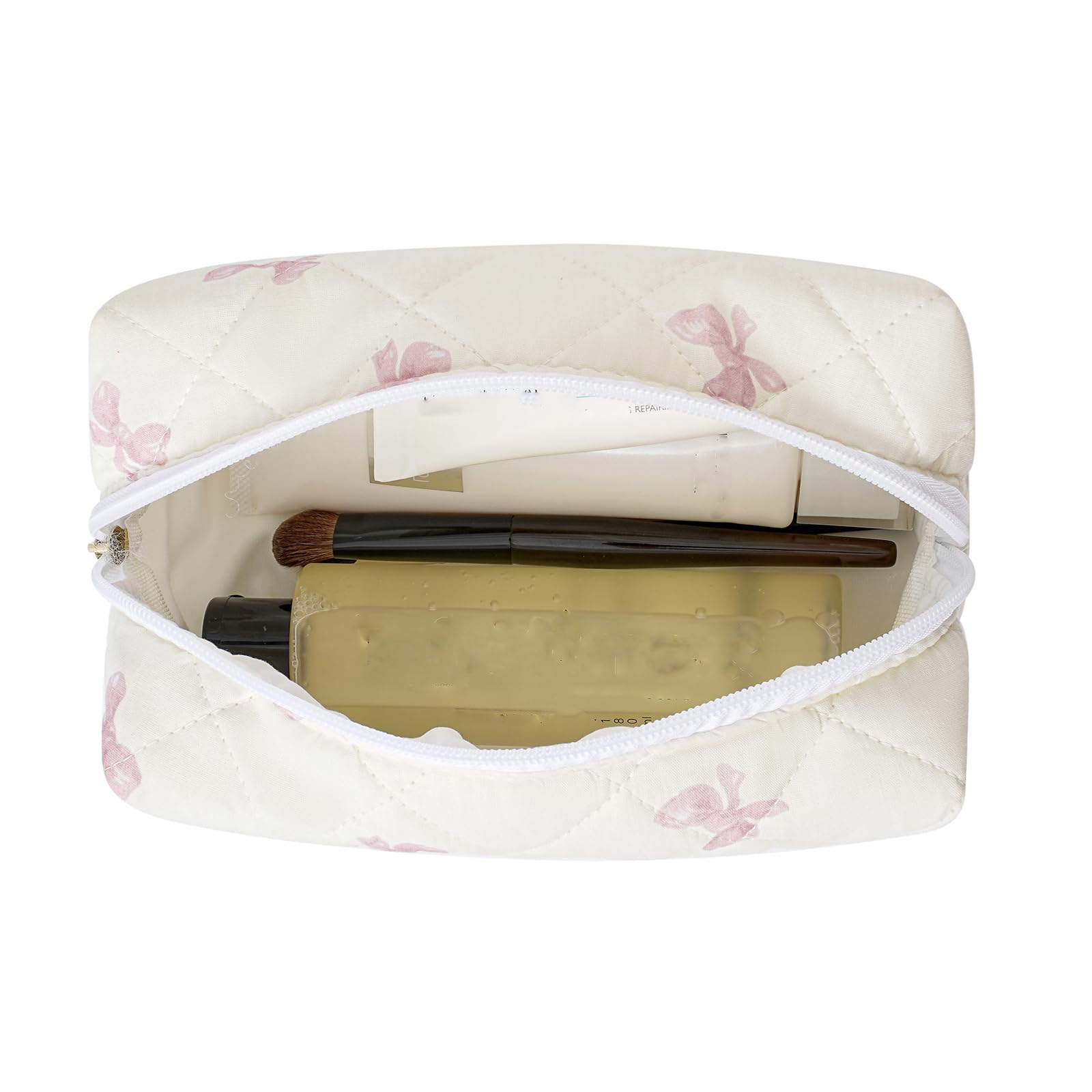 HHQQWZ Pochette maquillage zippée fleurs roses, organisation rapide des pinceaux et produits.