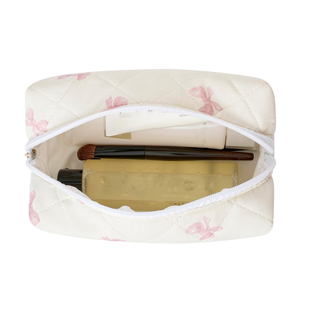 HHQQWZ Pochette maquillage zippée fleurs roses, organisation rapide des pinceaux et produits.