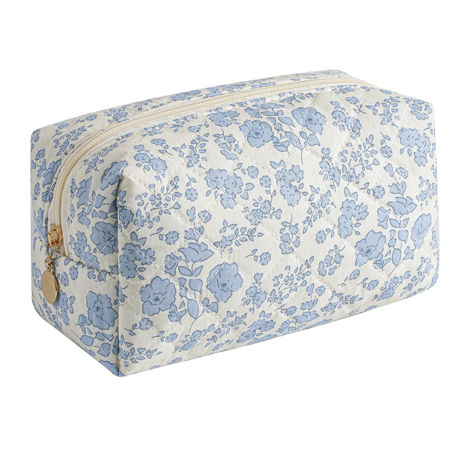 HHQQWZ sac a maquillage voyage fleurs bleu — rangement pratique pour vos produits de beauté