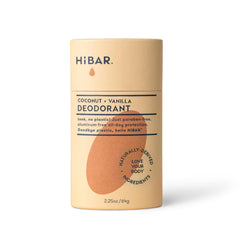 HIBAR coconut vanilla deodorant tube offering all-day protection in a plastic-free format