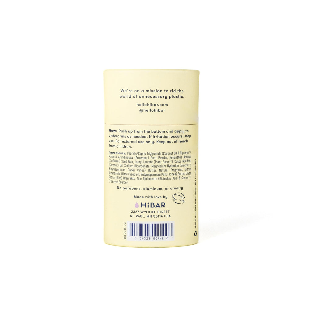 HiBAR déodorant, produit végan certifié sans cruauté.