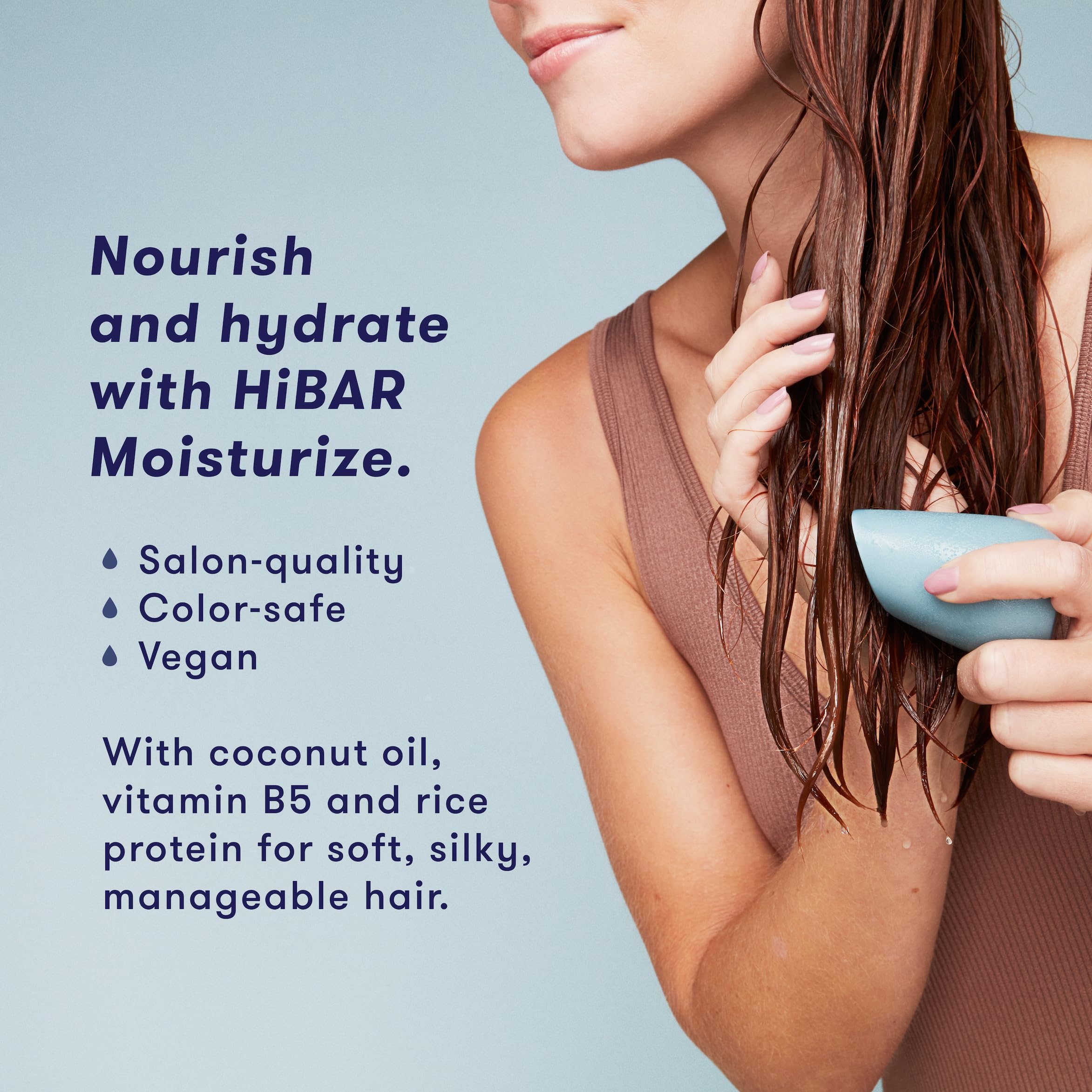 HIBAR Moisturize Conditioner Bar delivers silky hair and frizz control.