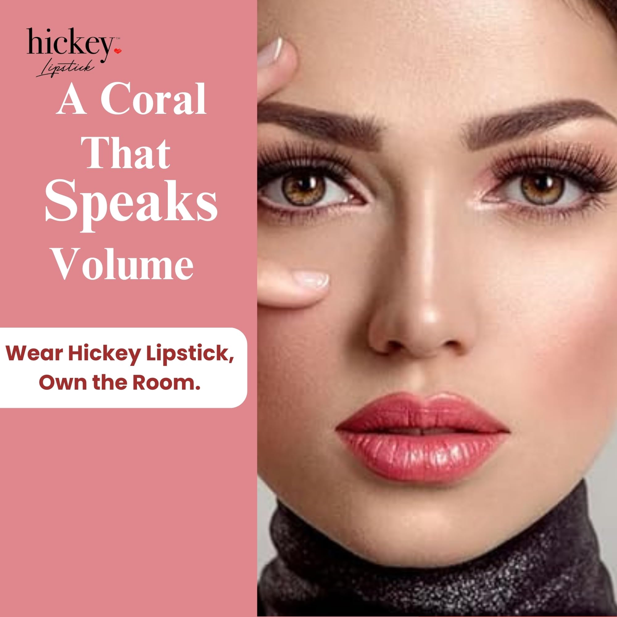 Hickey rouge à lèvres corail : formule végane et sans gluten.