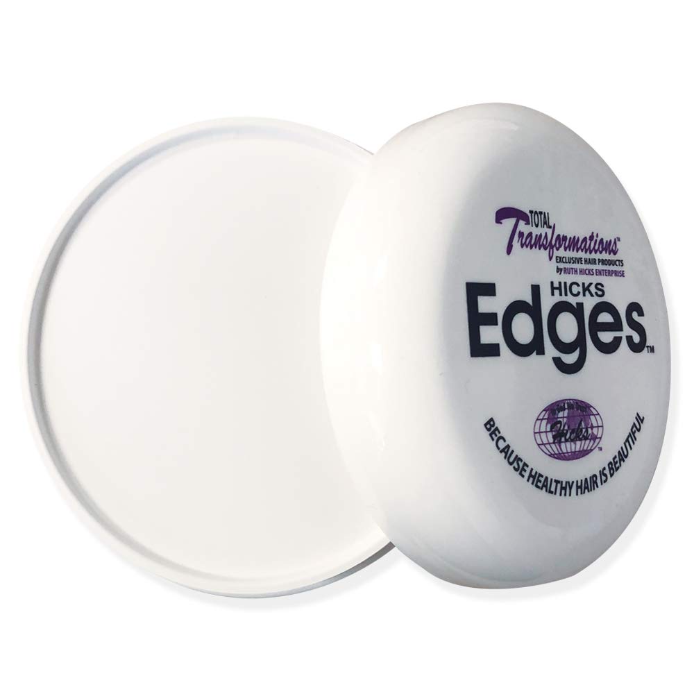 Texture soyeuse de Hicks Total Transformations Edges Pomade pour un coiffage précis.