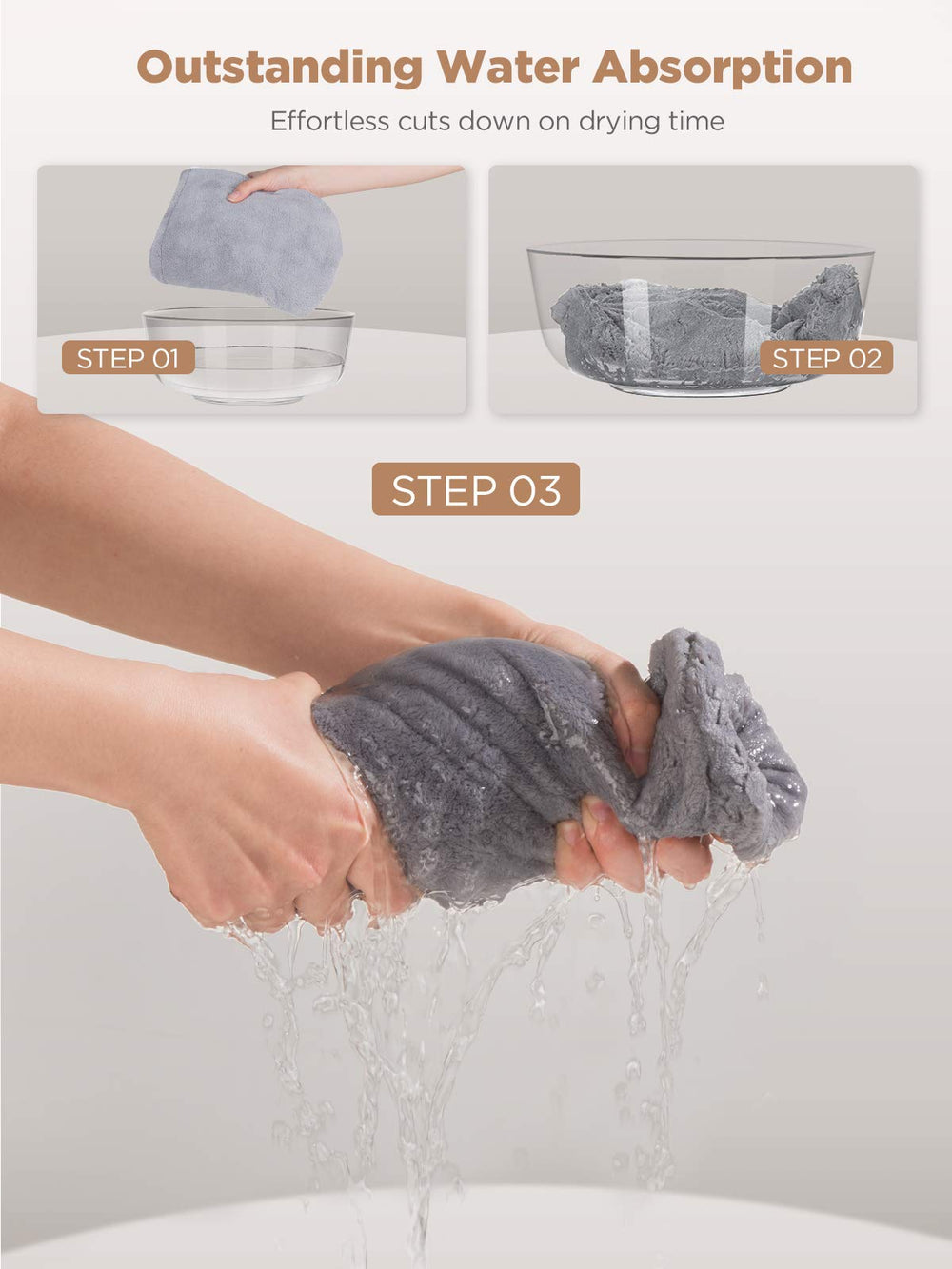 Ensemble Hicober 2 pièces, serviettes microfibre pour cheveux.