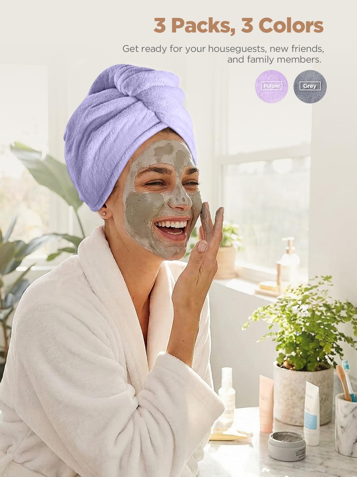 Hicober serviette microfibre douce, sèchage délicat pour tous types de cheveux.