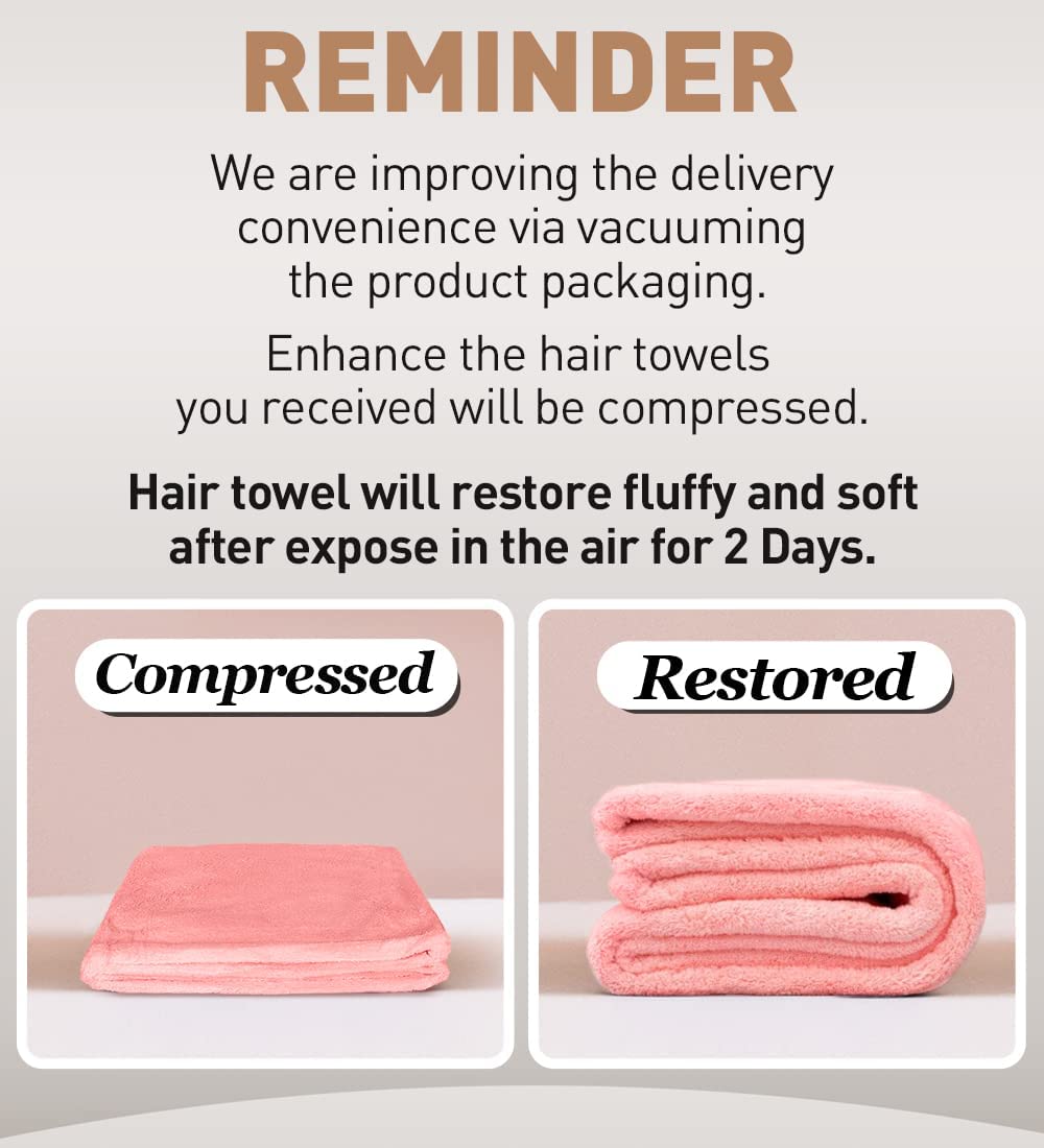 Hicober serviette microfibre cheveux douce rose, texture agréable