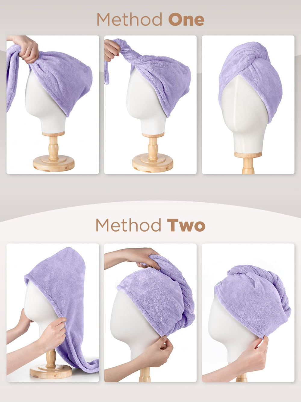 Hicober serviette microfibre cheveux douce violet, sensation légère et confortable