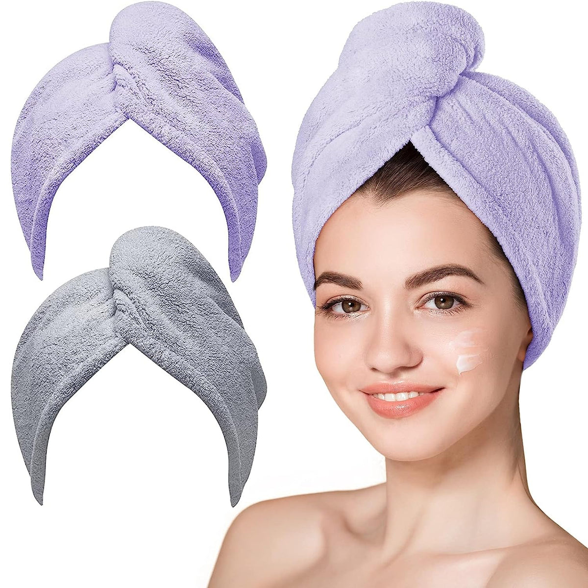 Hicober serviette microfibre cheveux humides, absorption rapide après la douche.