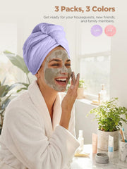 Hicober turban cheveux microfibre rose, pratique pour envelopper les cheveux mouillés
