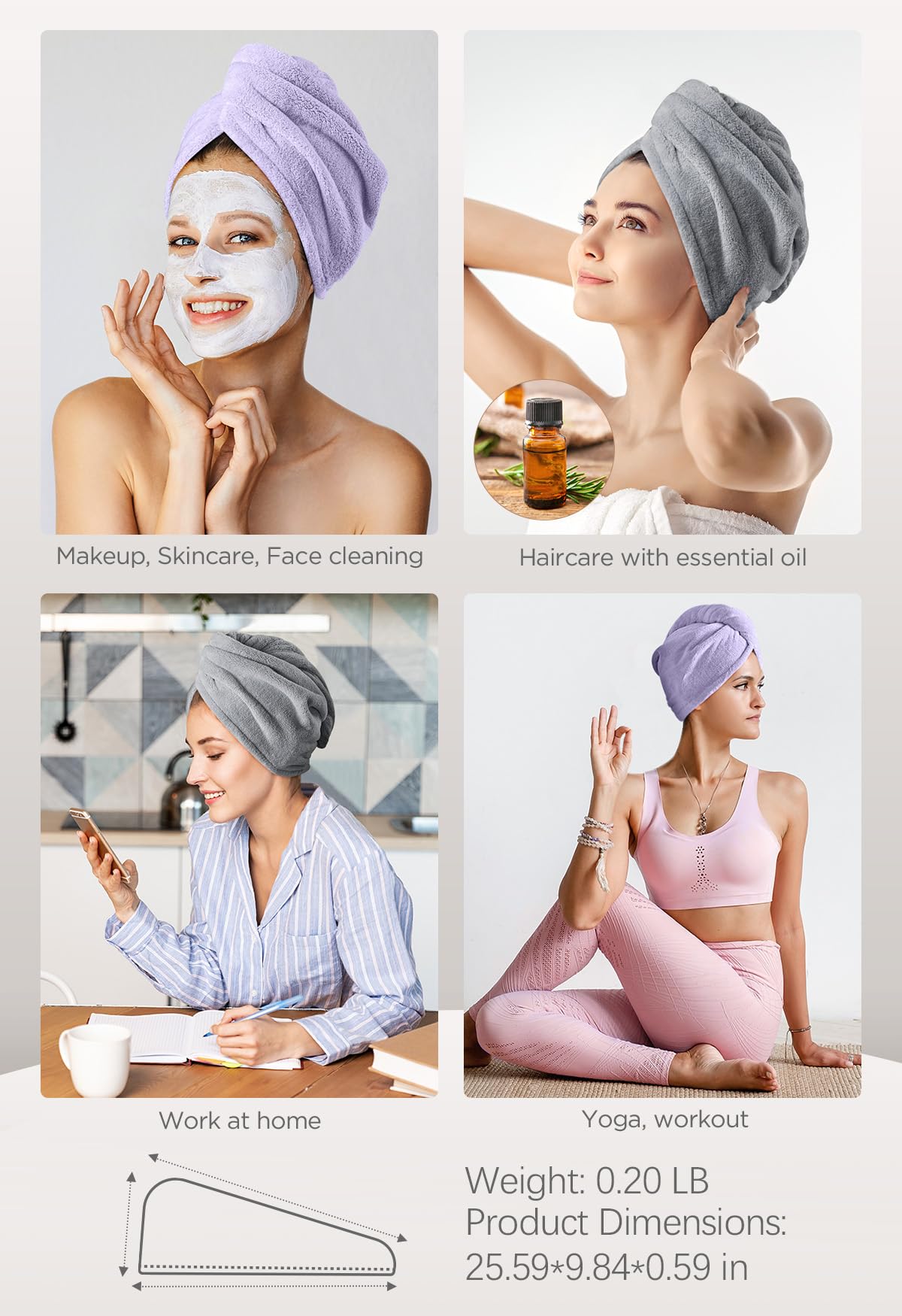 Hicober turban cheveux sec anti-frizz, pratique et léger.