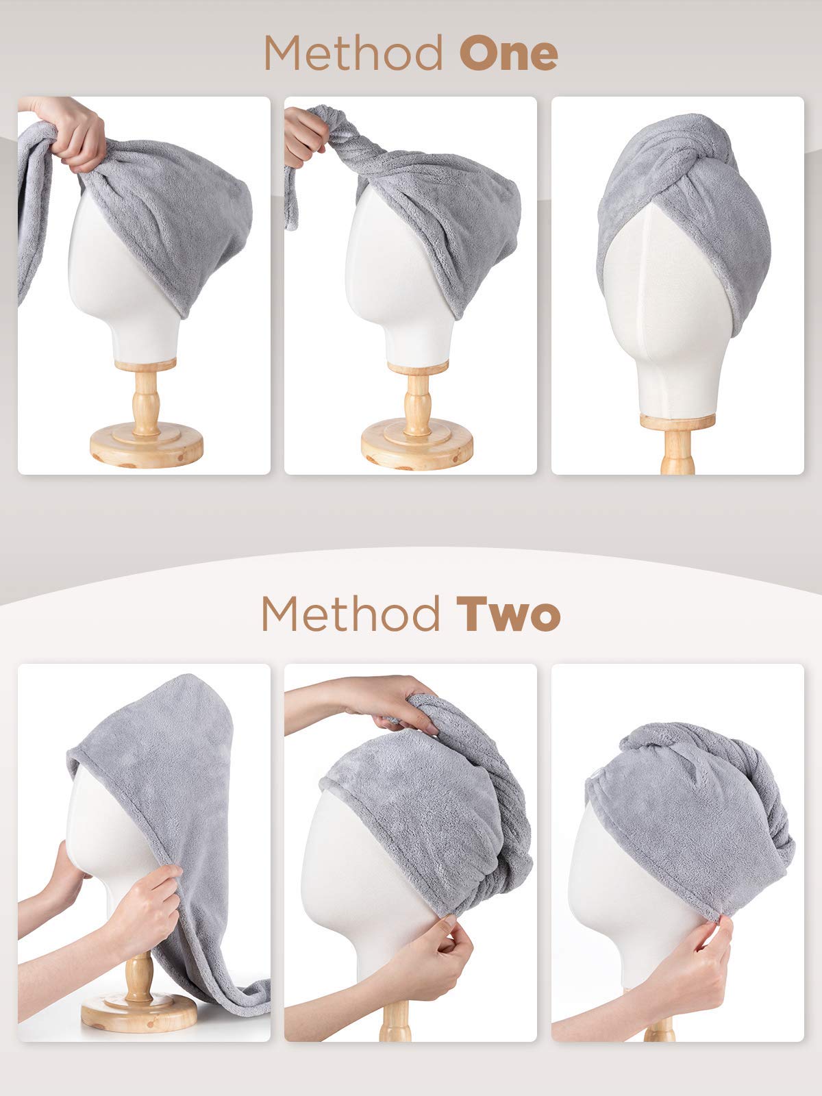 Wrap cheveux Hicober, séchage rapide, rose.