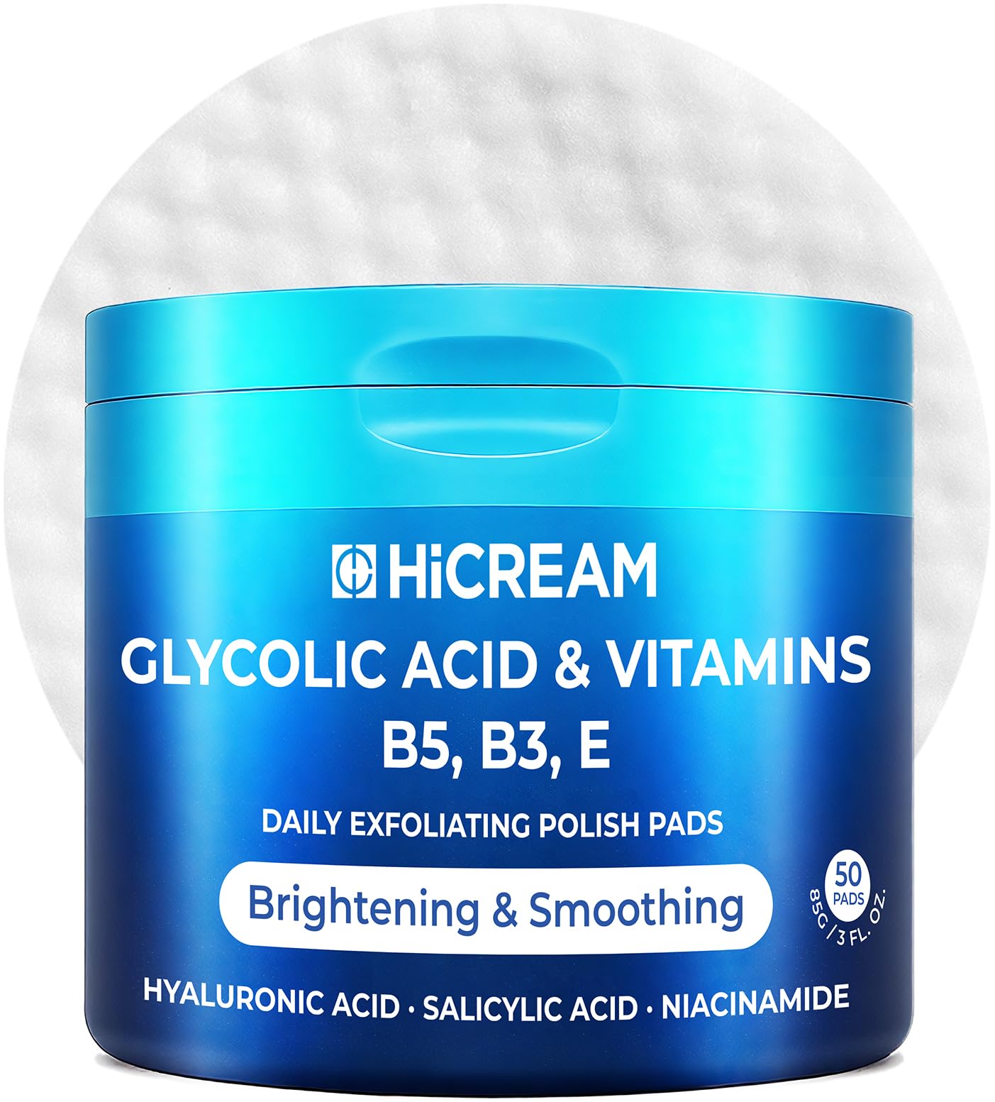 Hicream – cotons exfoliants glycoliques visage pour pores nets et teint lumineux.