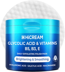 Hicream – cotons exfoliants glycoliques visage pour pores nets et teint lumineux.