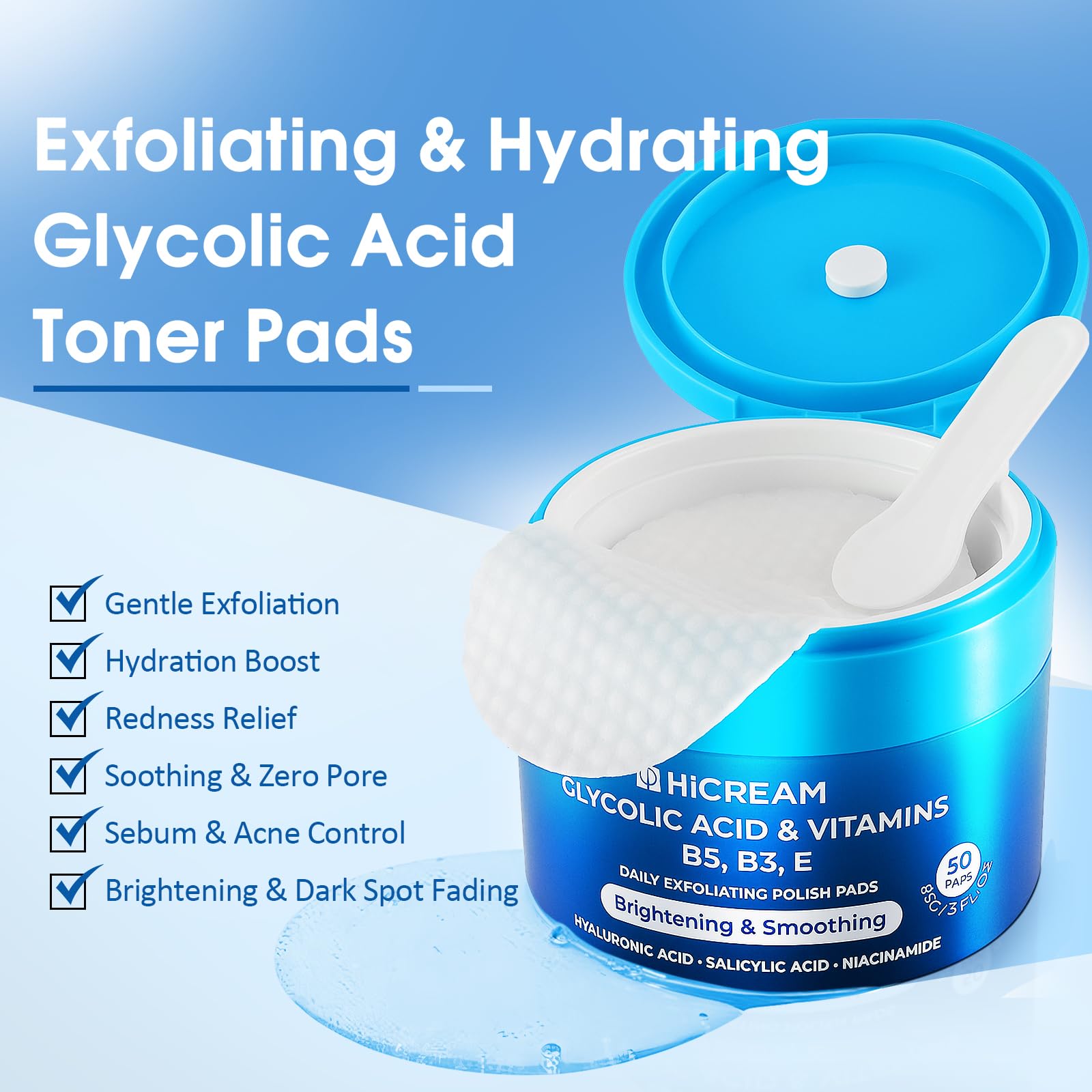 Hicream – coton tonique texture double face pour pores visiblement affinés.
