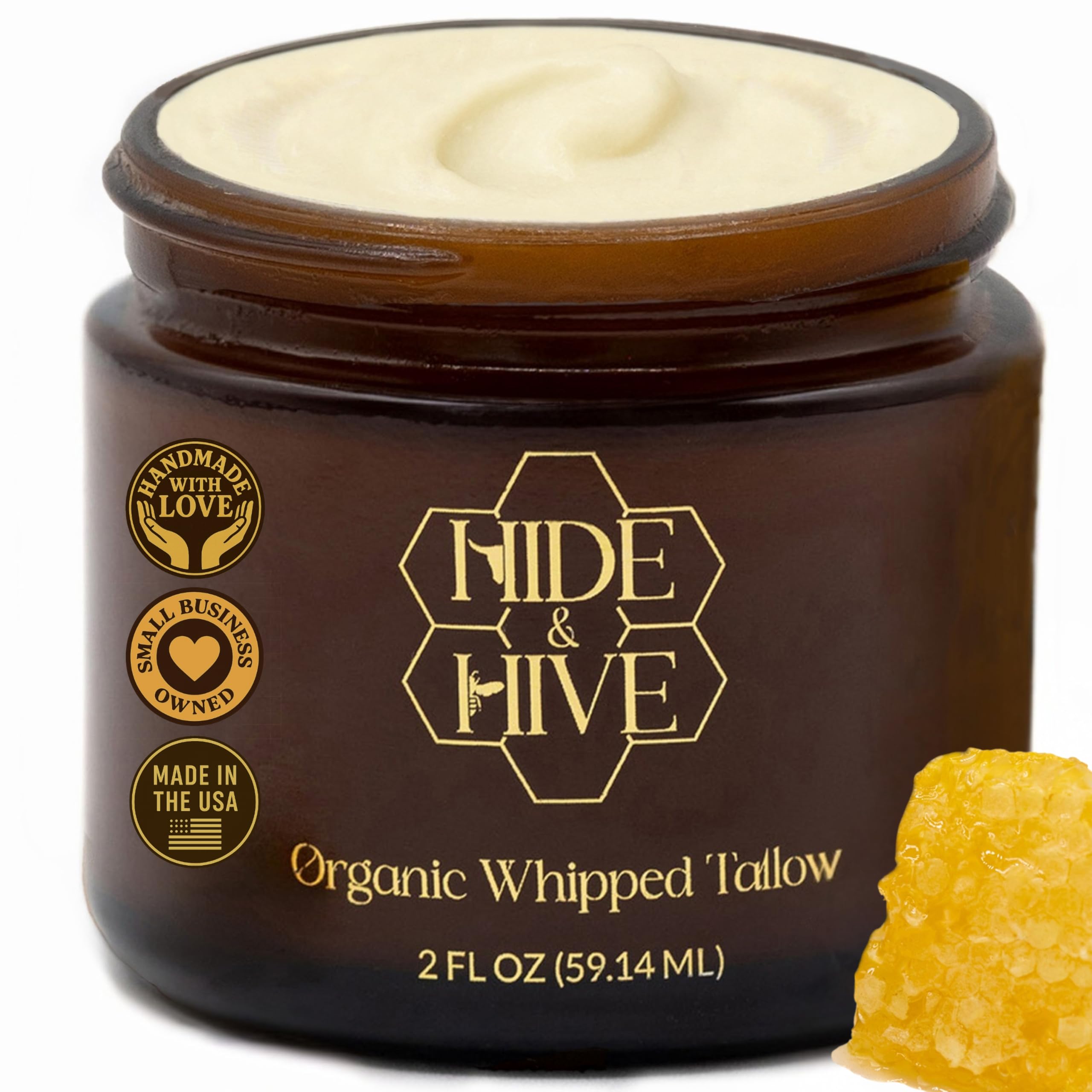 Baume fouetté HIDE & HIVE pour le visage, absorption rapide et sans gras.