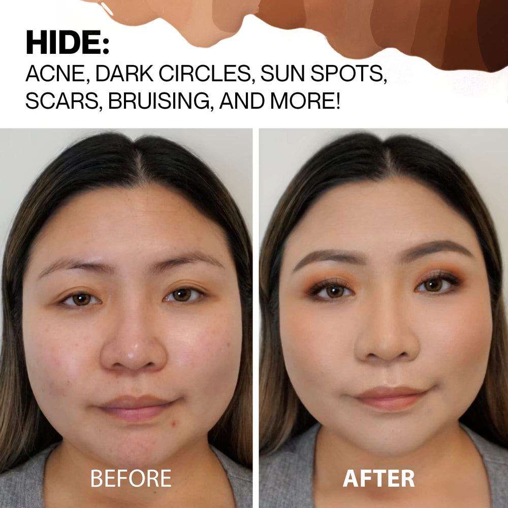 Hide Premium Foundation applied with brush for buildable coverage and smooth blend