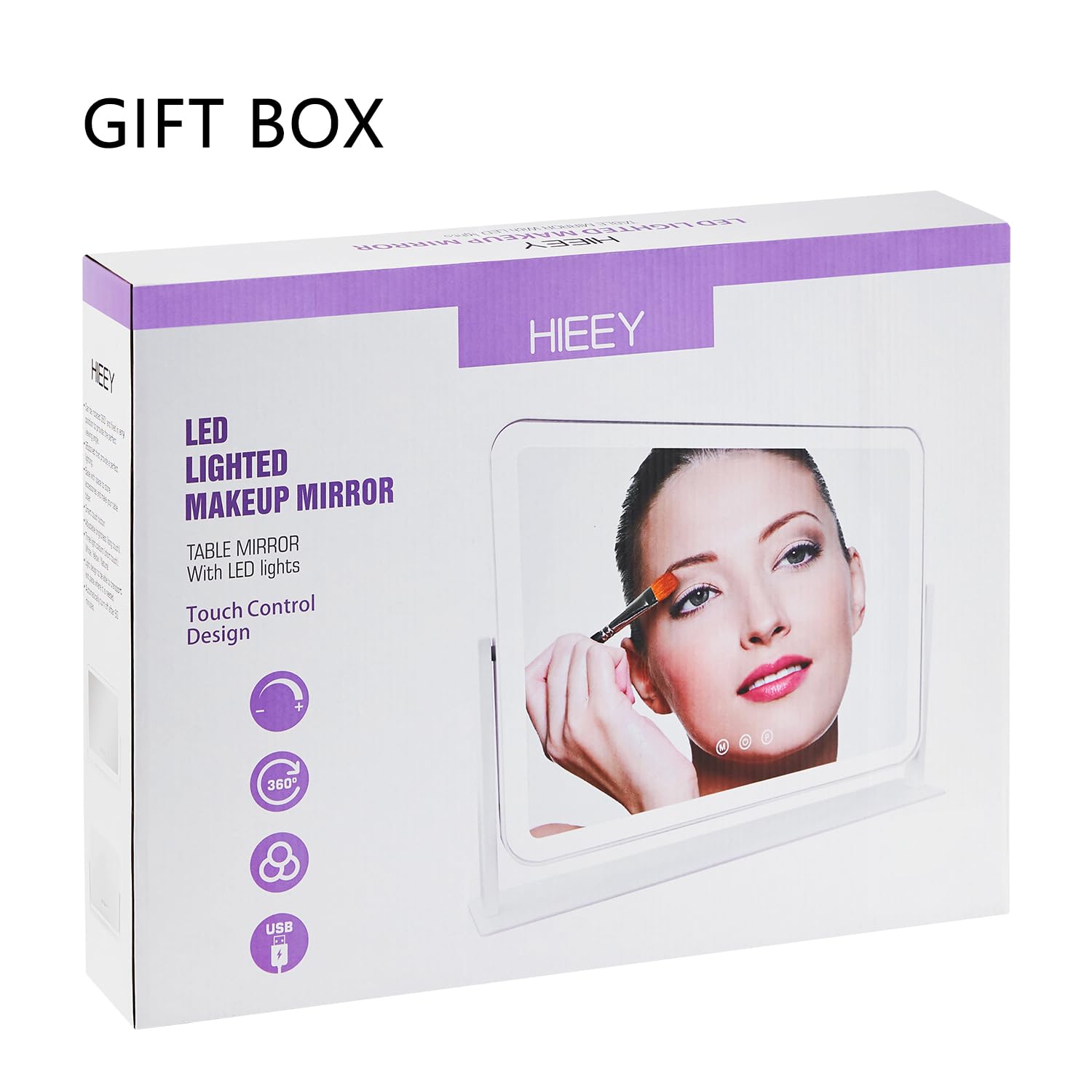 Coffret cadeau HIEEY pour offrir un miroir lumineux et pratique.