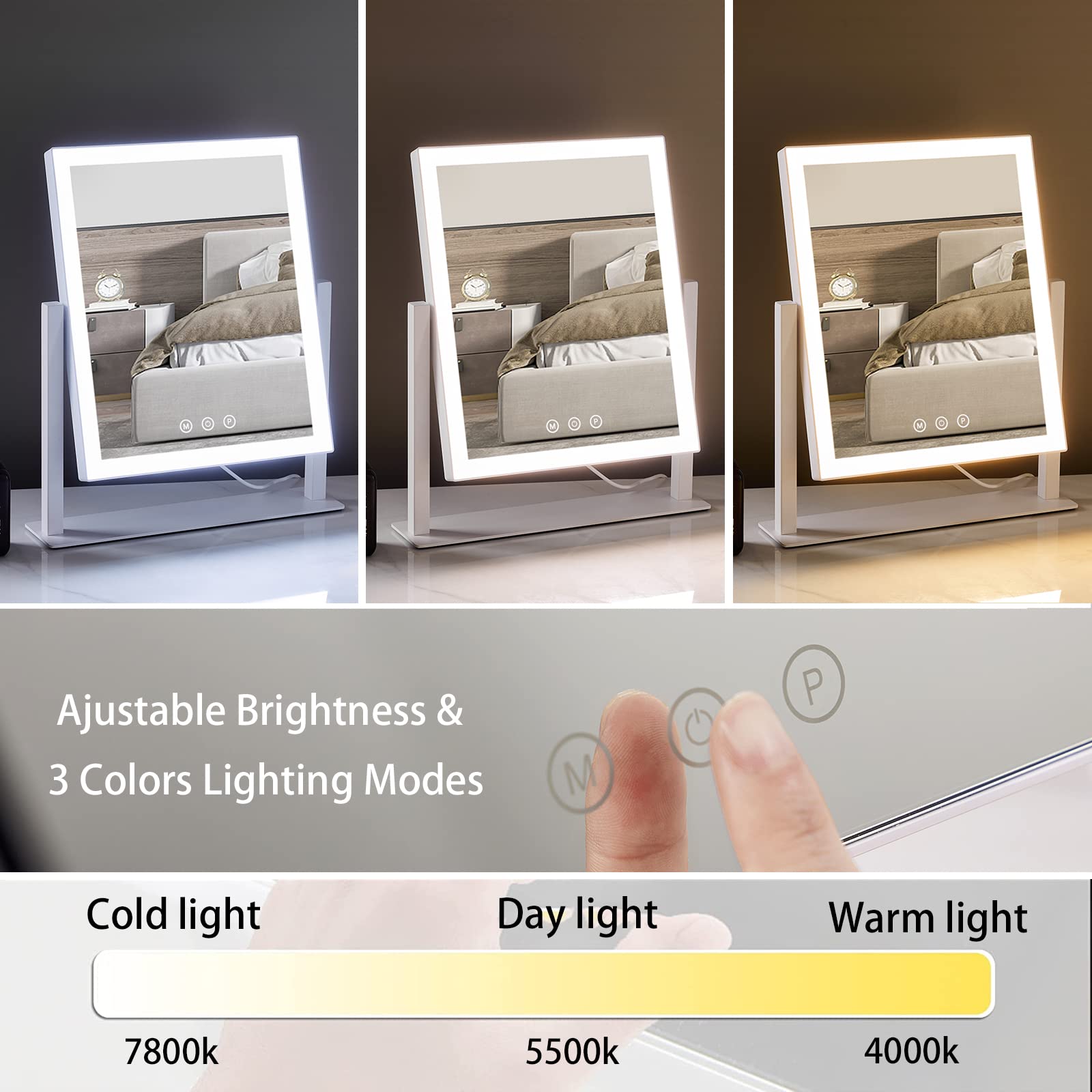 Miroir HIEEY avec lumière triple couleur adaptée à chaque moment.