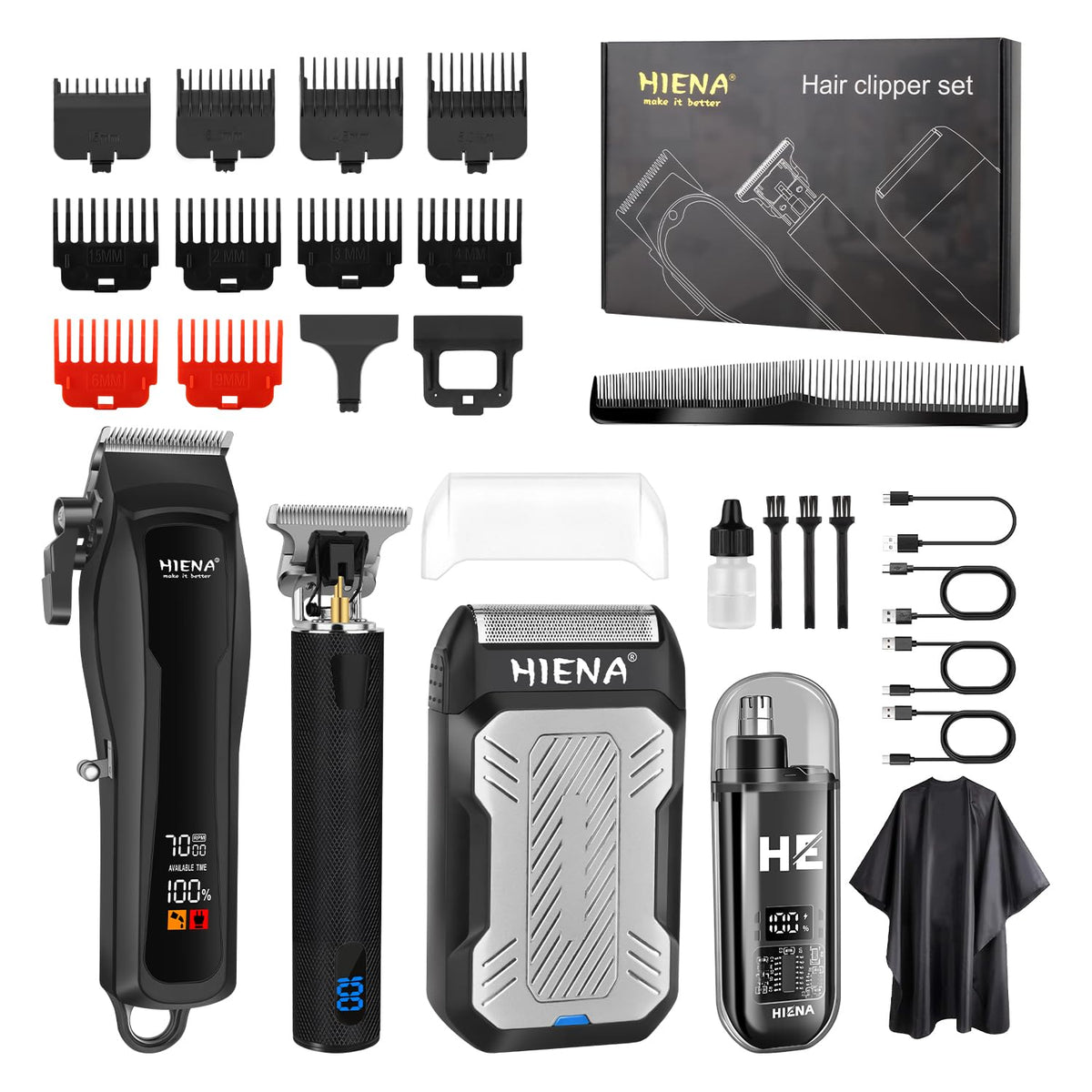 HIENA PRO kit professionnel pour coupe cheveux, tout-en-un prêt à l’emploi