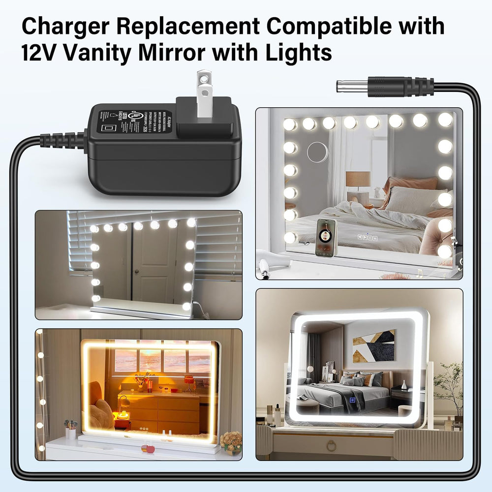 HIENADTOR cordon d alimentation 12V 2A, connexion stable pour miroir lumineux