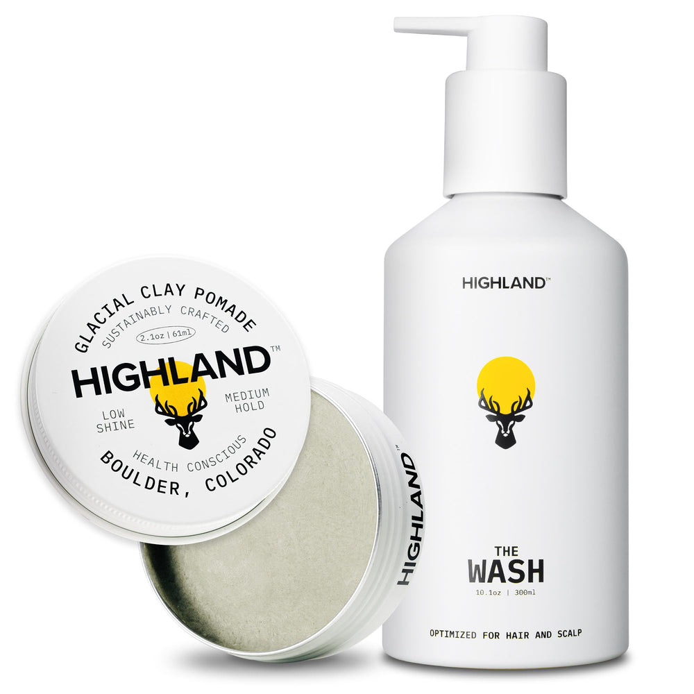 Pomade Highland d’Argile Glaciaire – texture naturelle pour un style flexible.