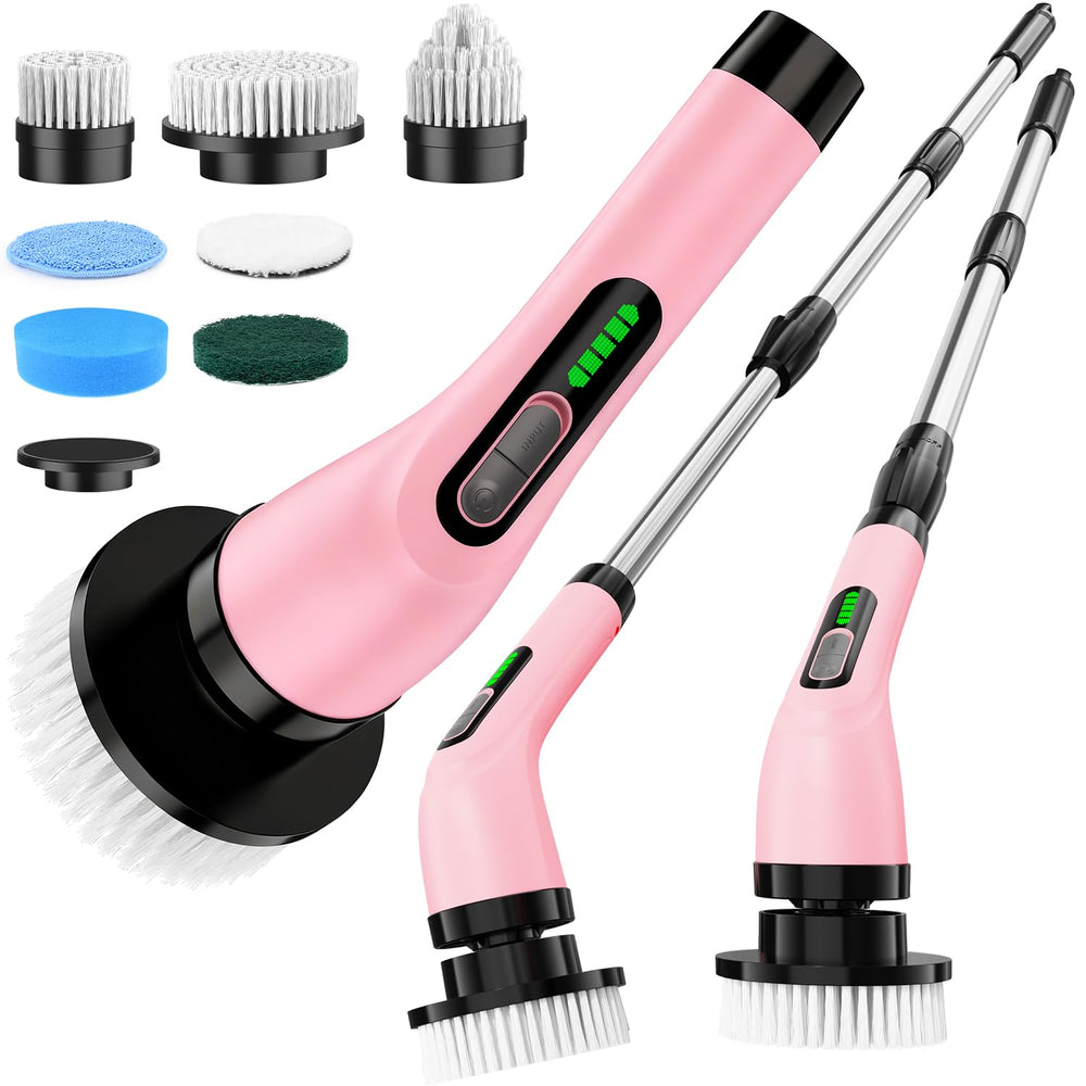 Highyes brosse rotative sans fil rose pour un nettoyage efficace de la salle de bains.