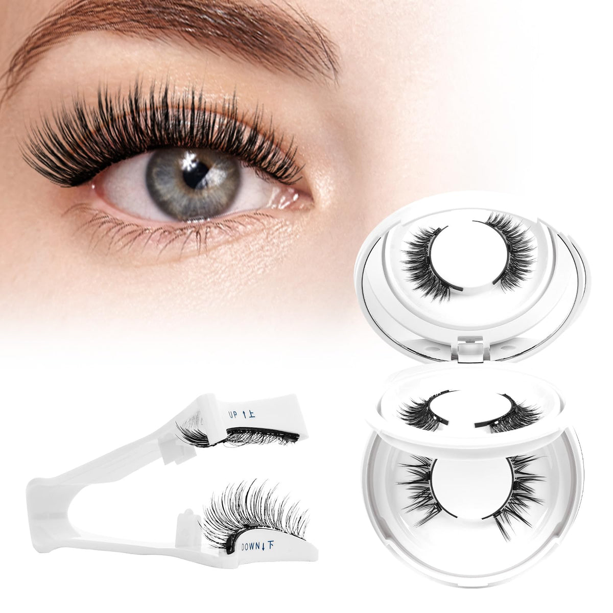 Higu clace cils magnétiques avec applicateur pour une pose rapide.