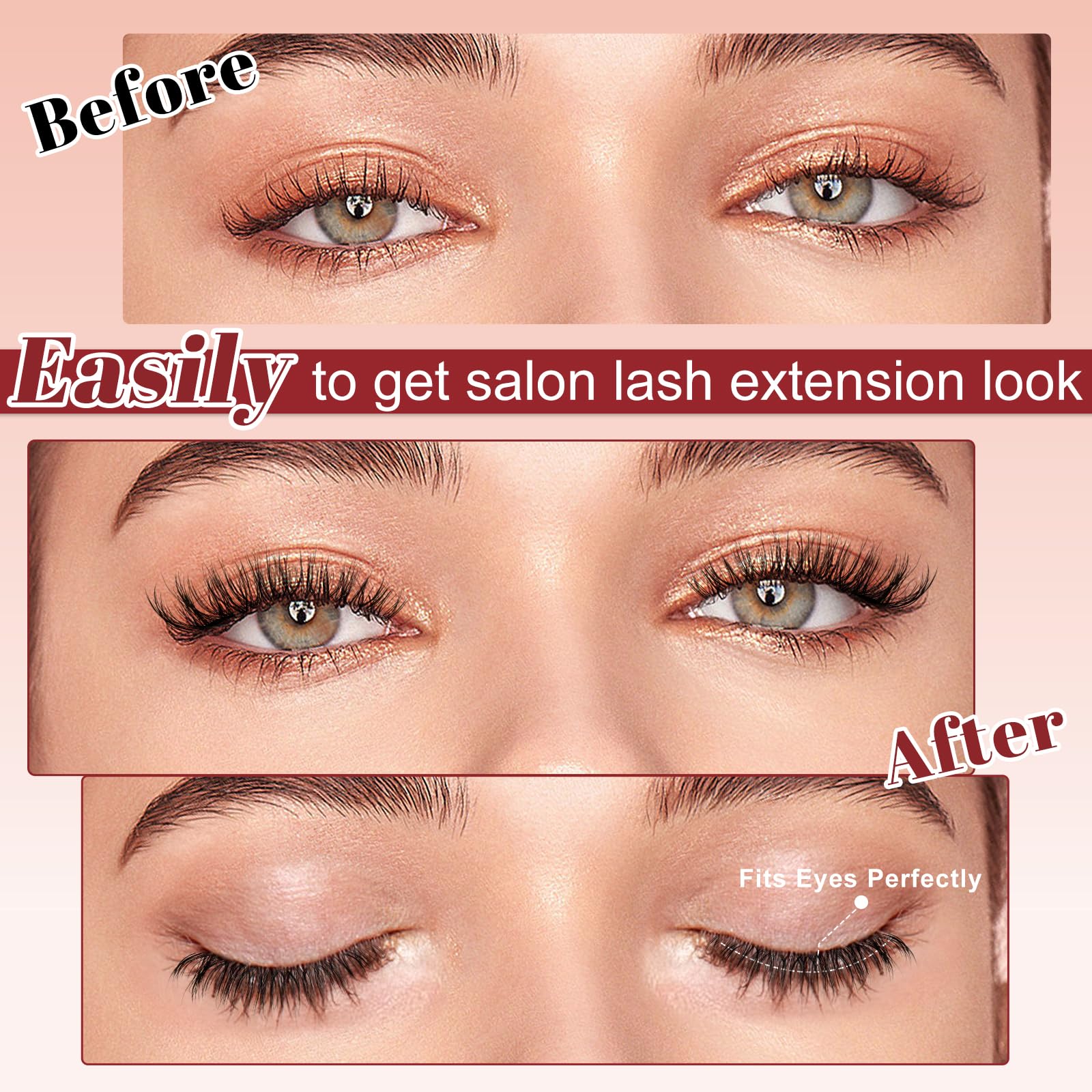 Base des cils magnétiques Higu clace avec trois aimants pour une tenue stable.