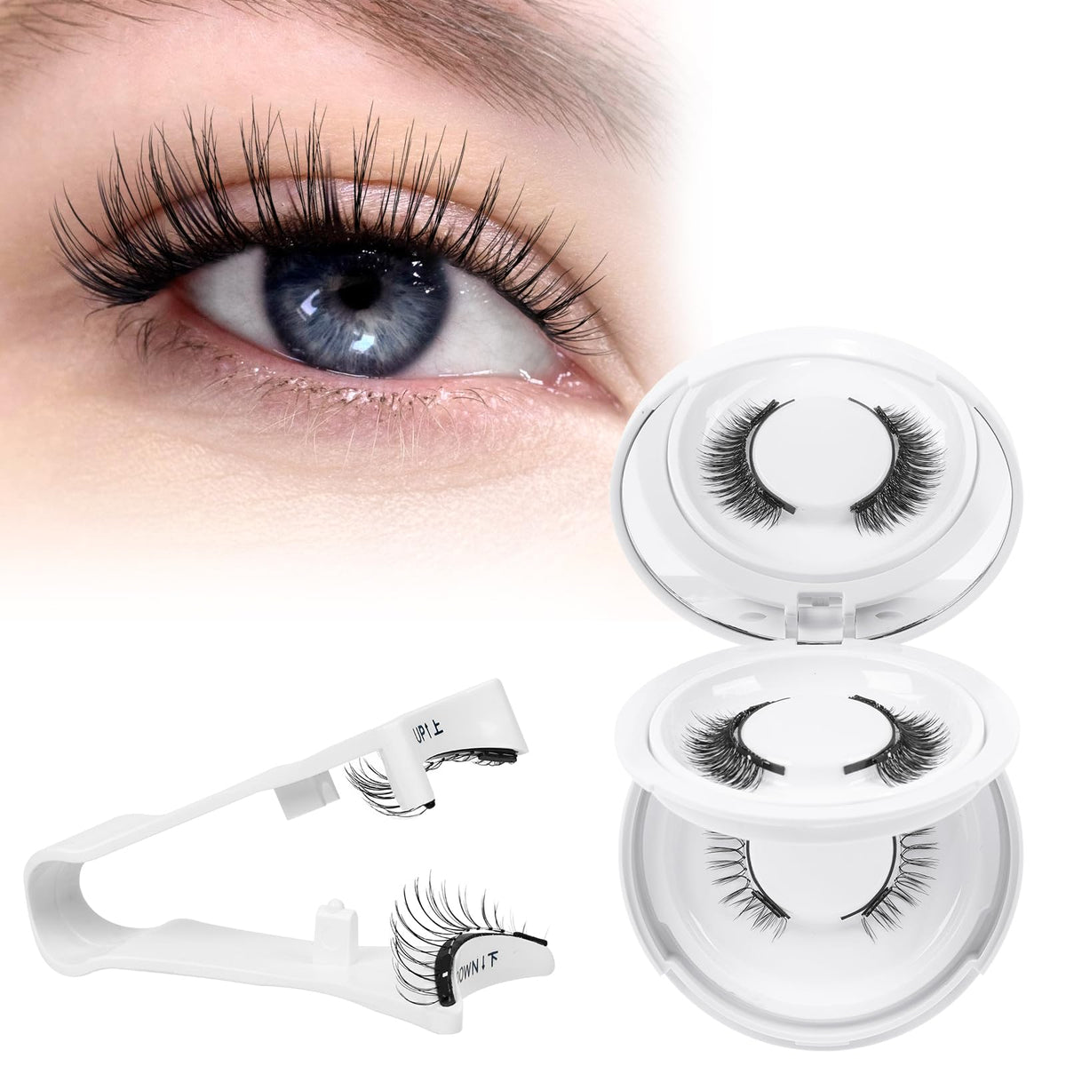 Cils magnétiques Higu clace avec applicateur, ensemble pratique et rapide à utiliser.