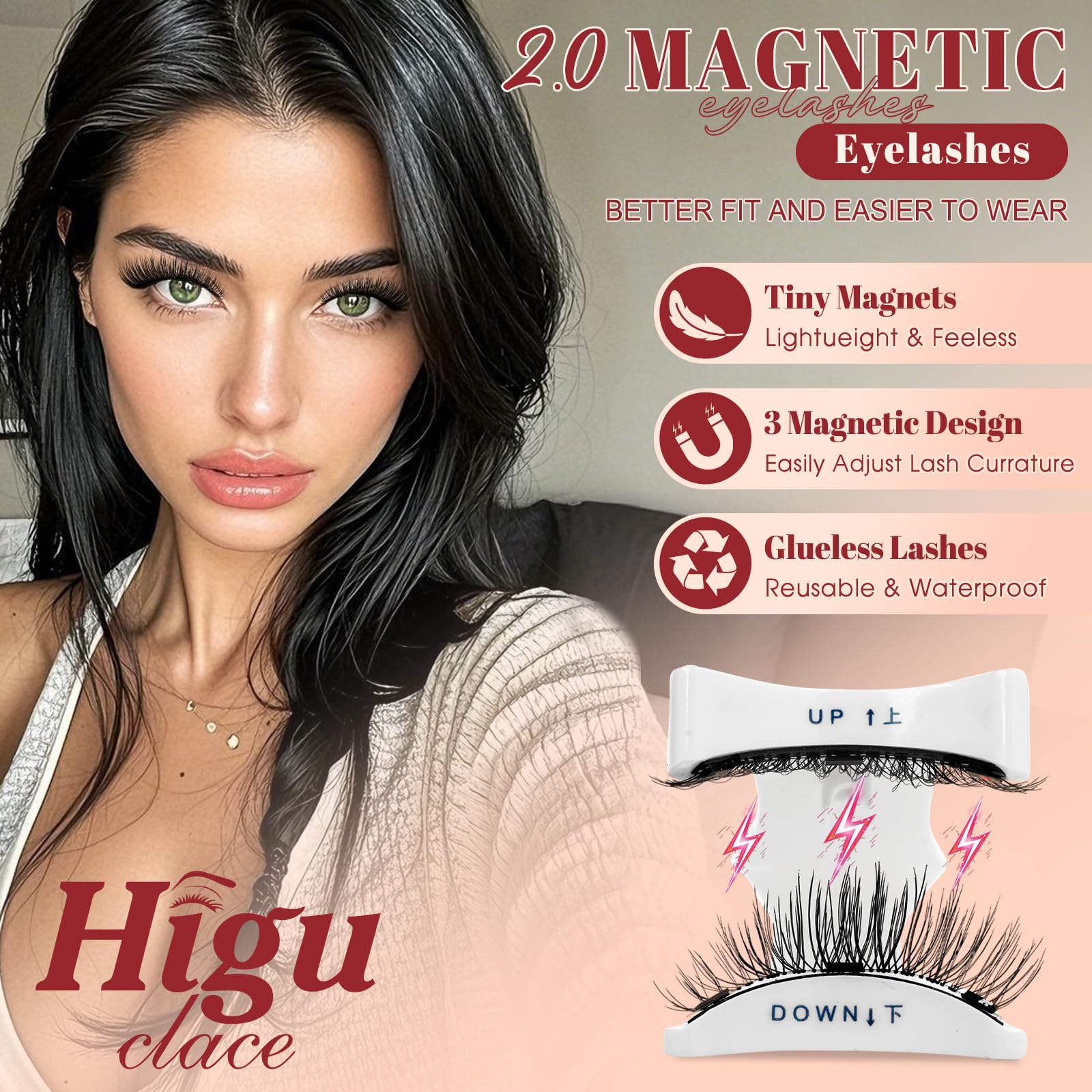 Étui magnétique Higu clace avec miroir, pratique pour rangement et retouches.