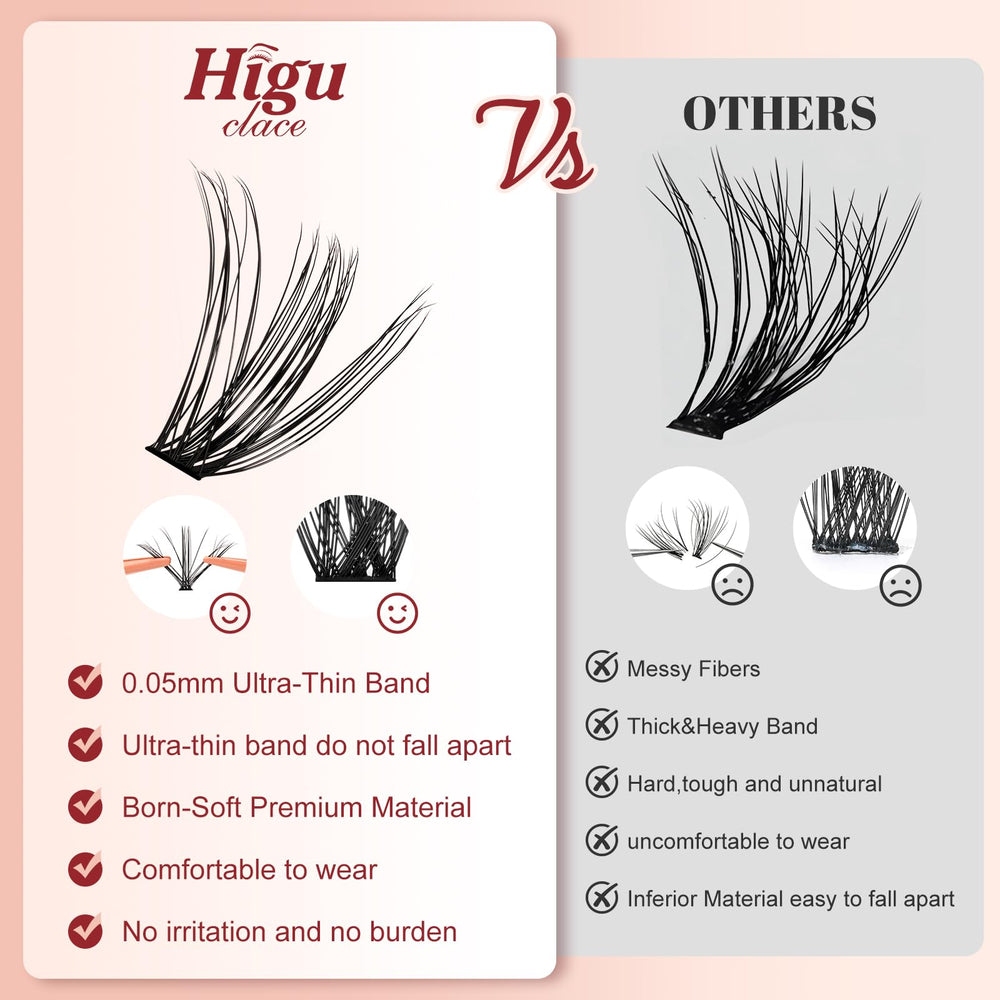 Higu clace grappes cils ensemble style — 6 styles variés.