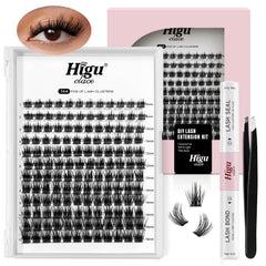 Kit Higu clace, clusters cils 144 pièces, effet naturel et léger.