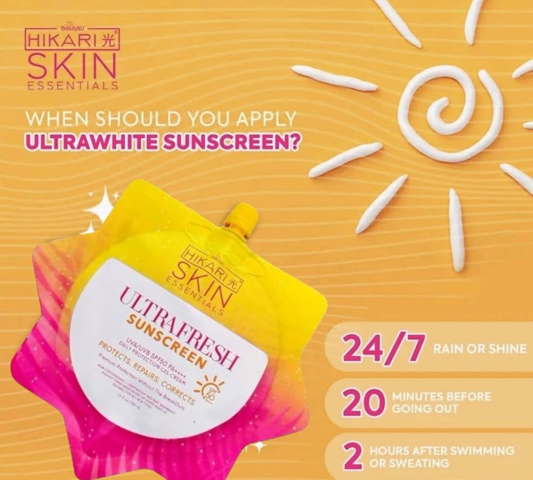 Protection UV quotidienne avec Hikari Skin Essentials, parfait sous maquillage.