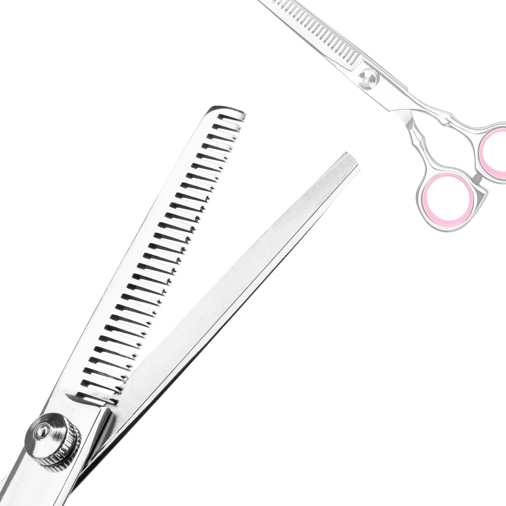 Himart ciseaux effilants professionnels rose pour texture et couches.