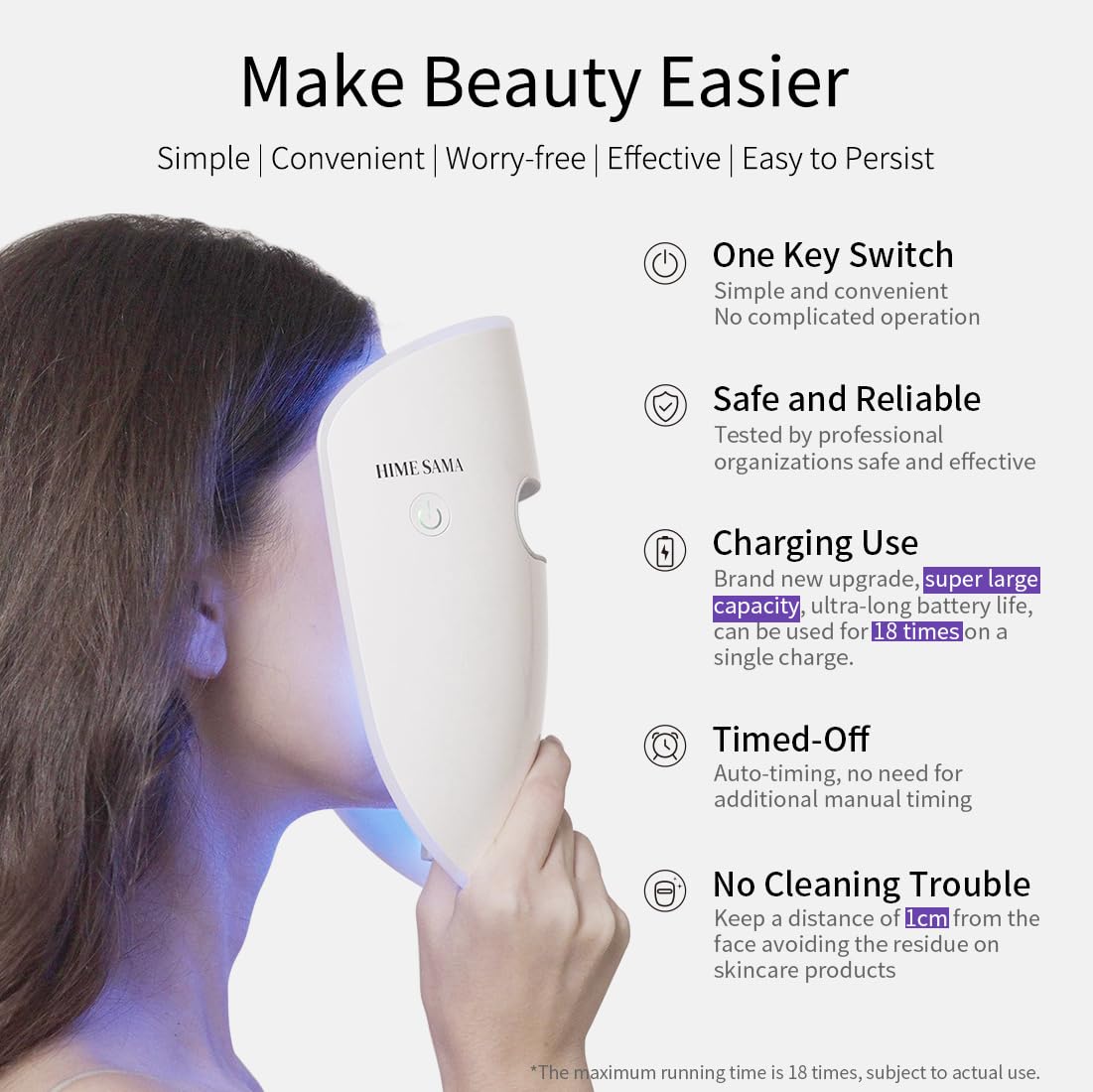 Masque LED HIME SAMA — support oculaire en silicone breveté