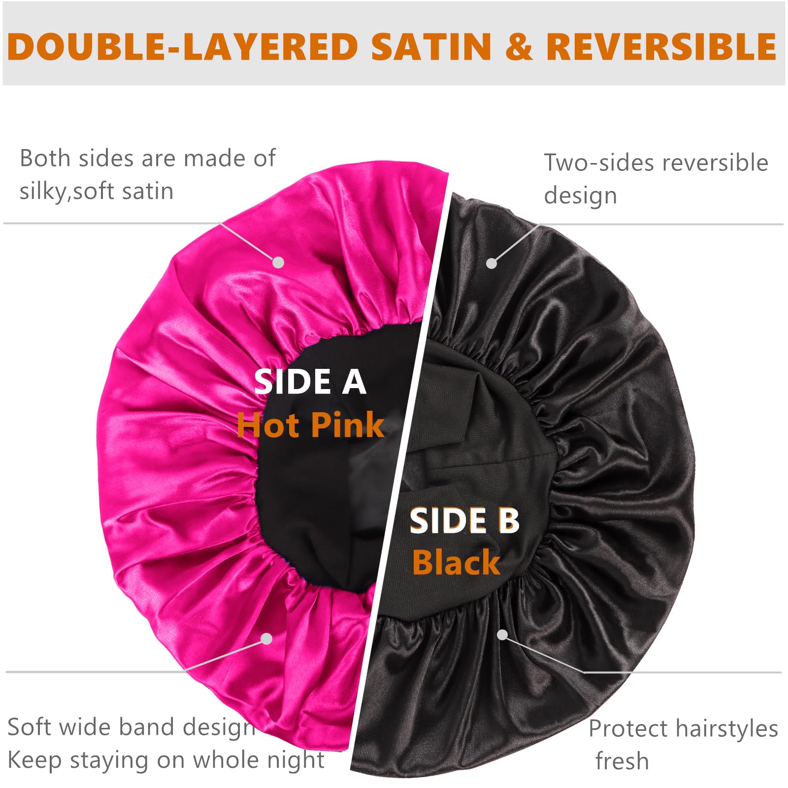 Bonnet satin réversible Himoswis, deux faces pour variation et hydratation.