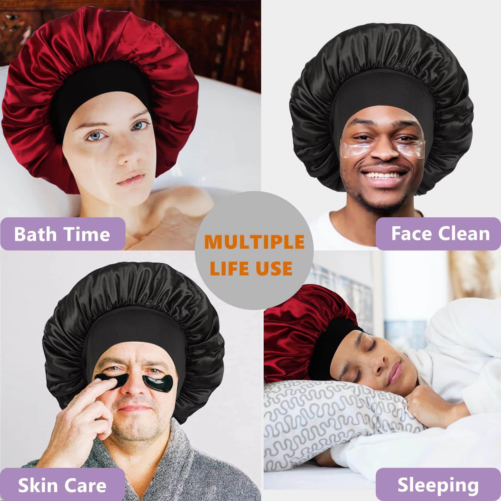 Bonnet satin grand format Himoswis – taille adaptée à la plupart des têtes.