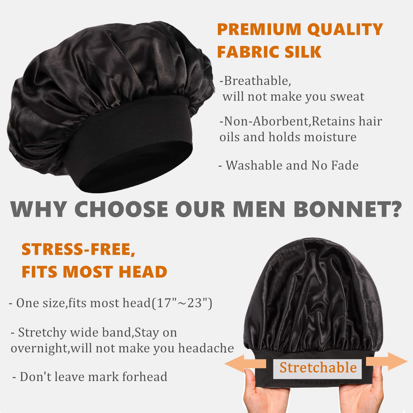 Intérieur satin du bonnet Himoswis – satin doux préserve l'hydratation des cheveux.