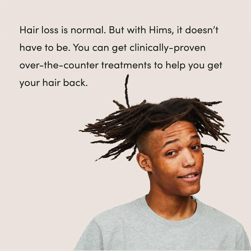 Aspect cheveux plus denses après utilisation du traitement Hims