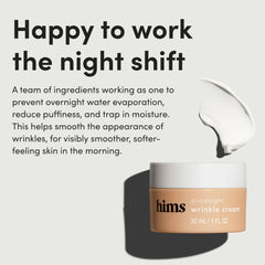Réduction du gonflement et des cernes autour des yeux avec HIMS & HERS Goodnight crème anti-rides.