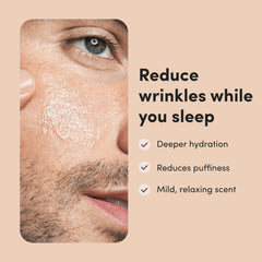 Texture légère de HIMS & HERS Goodnight crème anti-rides pénètre rapidement.