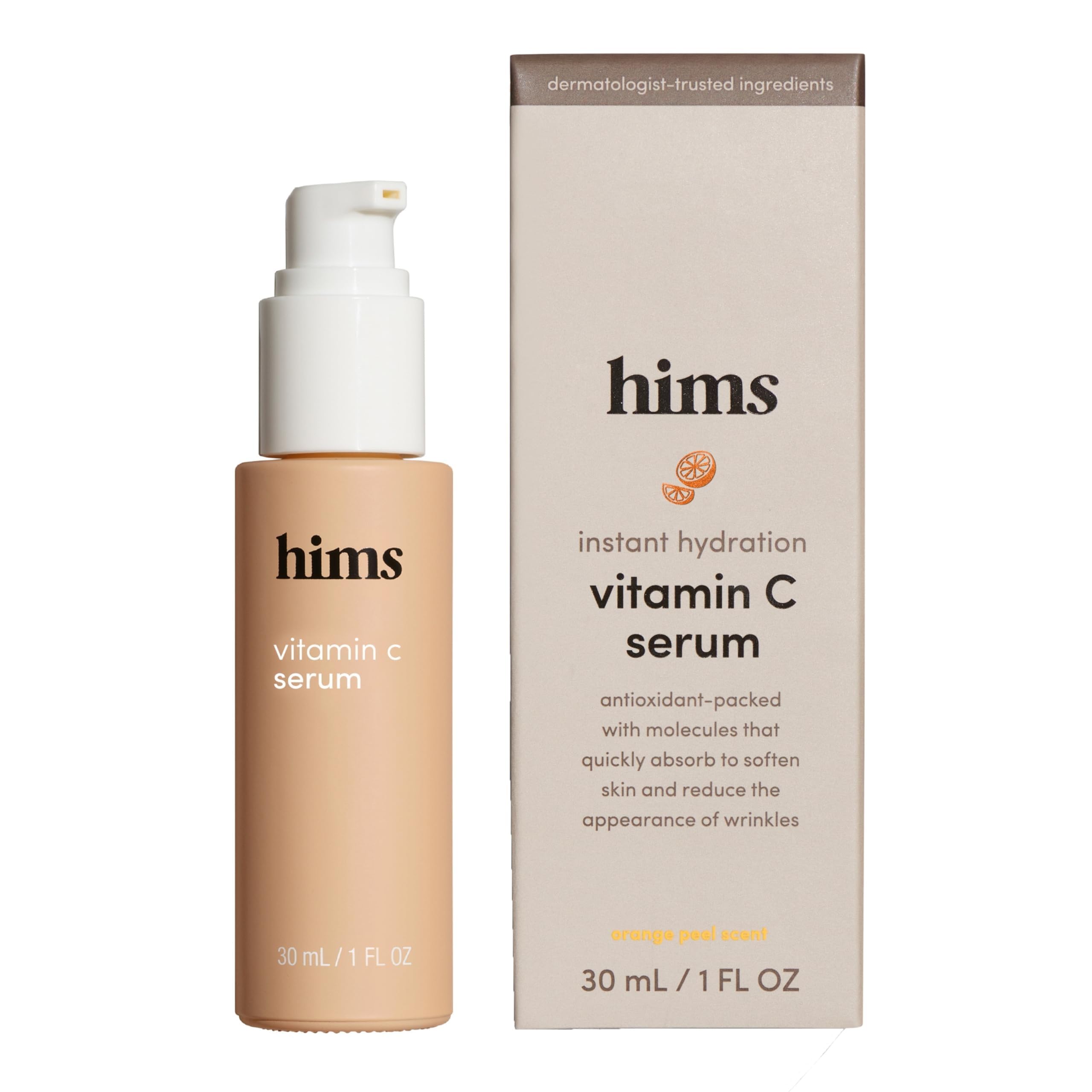 Sérum vitamine C pour homme de hims, bouteille compacte pour routine rapide.