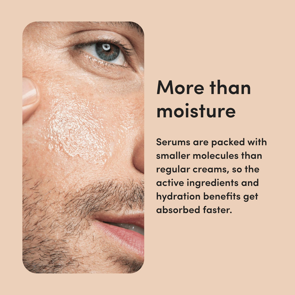 Sérum vitaminé hims pour homme, peau eclatante après application.