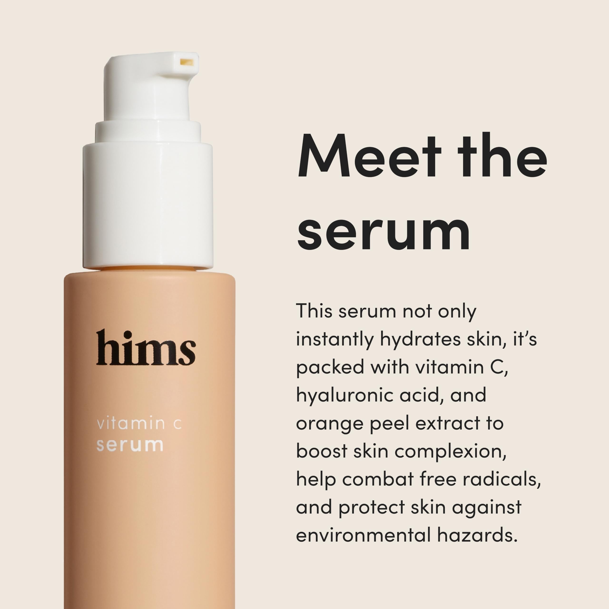 Sérum homme hims vitamine C, pompe précise pour dose facile.
